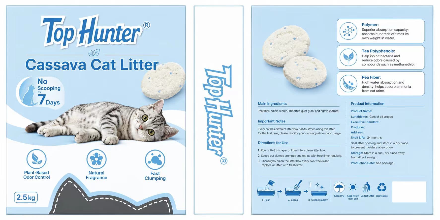 Preliminary TopHunter packaging artwork, not the final product label